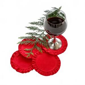 NEW ARTE ITALICA velvet coaster set in red